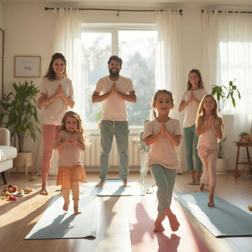 A beige spiral notebook with eyeglasses on top sits on a light wooden surface, next to a lit candle and green leafy plant.